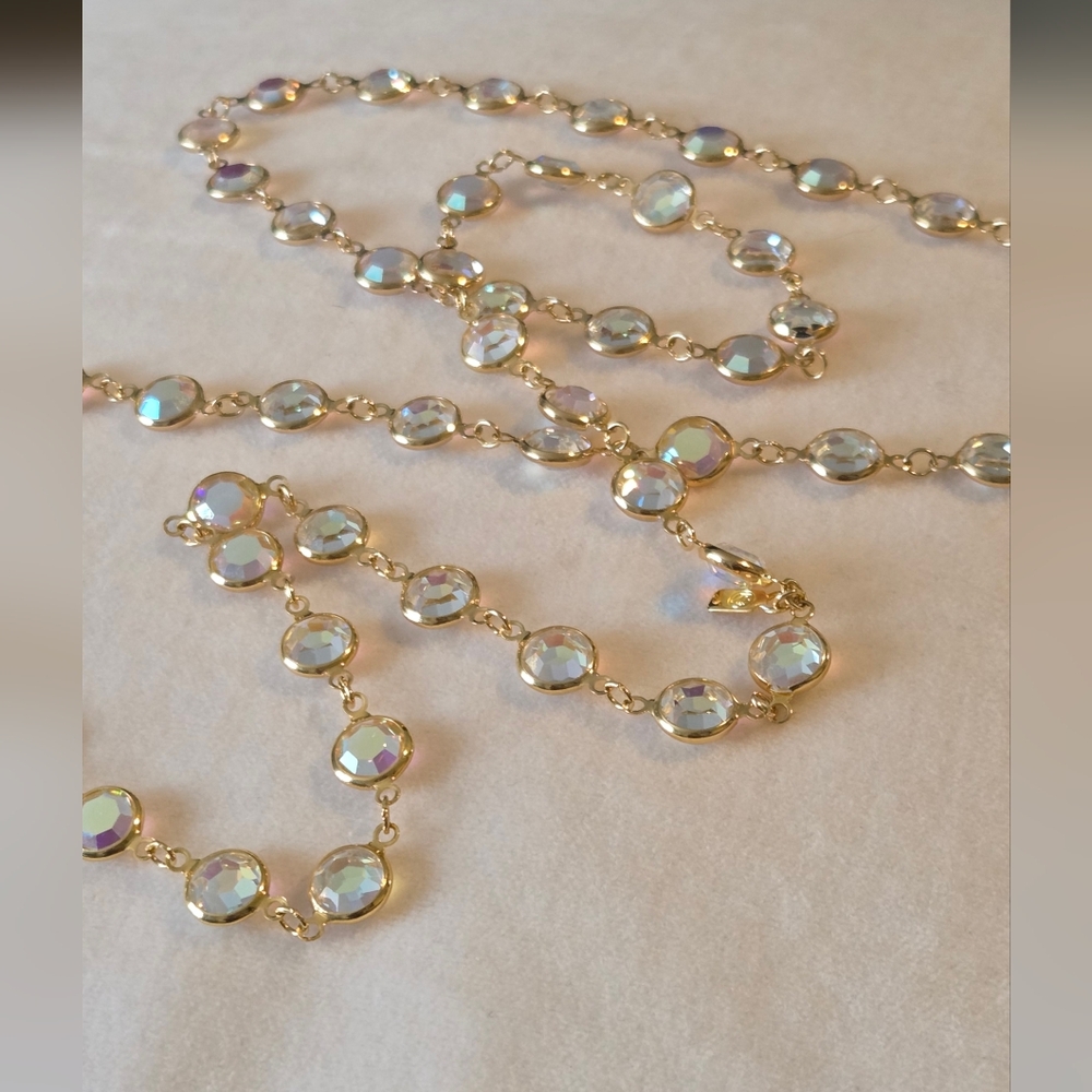 Vintage Swarovski Necklace 36 Inch bezel-set crystal Necklace - Picture 3 of 8